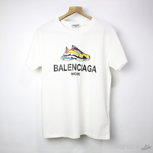 B*lenciaga Mode White T-Shirt 